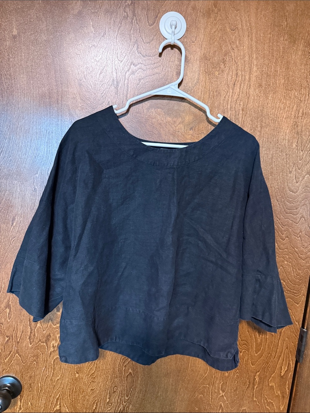 J. Jill Black Linen Boxy Tunic with Wide Neck